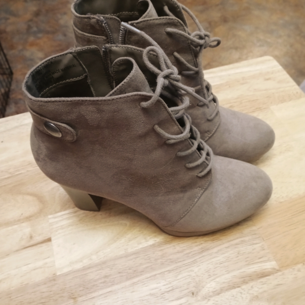 Stacked ankle length boots